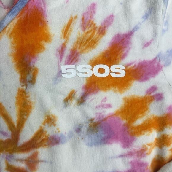 5SOS Wildflowers Band Hoodie M Multi-Color Tie-Dye Vibrant Hooded Boho Festival - Picture 2 of 6